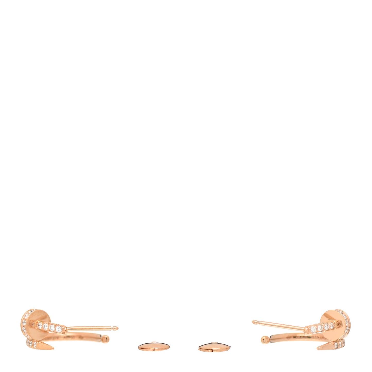 18K Pink Gold Diamond Juste Un Clou Pave Hoop Earrings