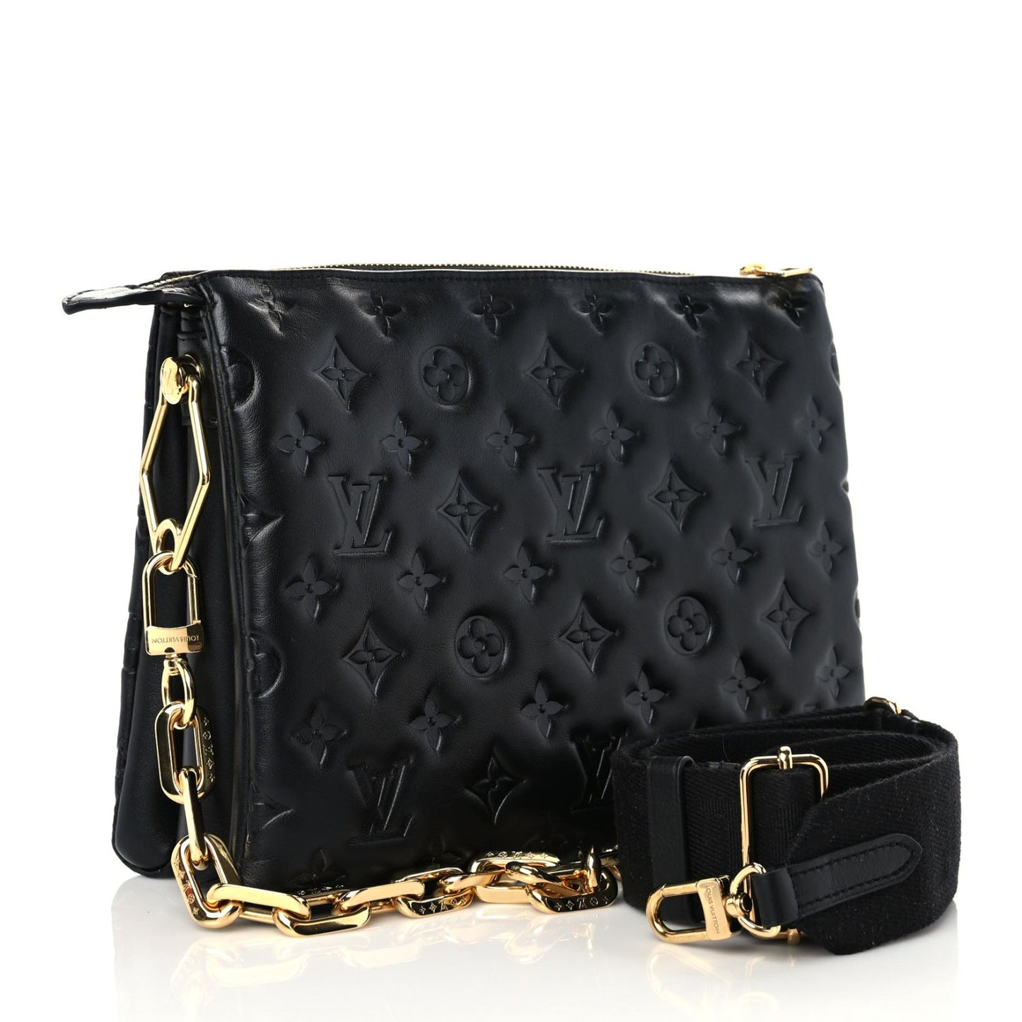 Lambskin Embossed Monogram Coussin PM Black