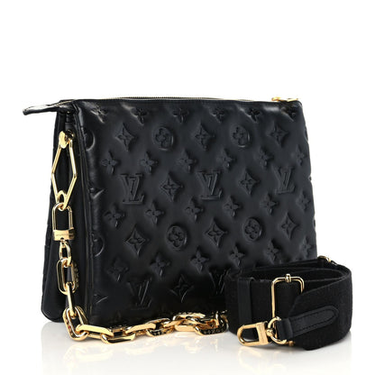 Louis Vuitton Lambskin Embossed Monogram Coussin PM Black 3 of 15