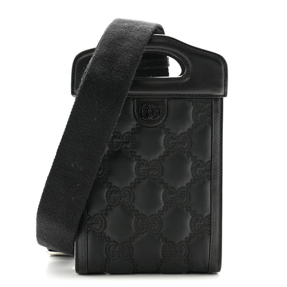 Gucci Nylon Calfskin Enamel GG Matelasse Mini Top Slip Handle Crossbody Bag Black 1 of 10