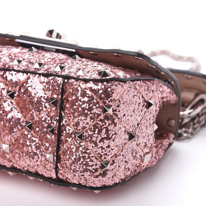 Valentino Garavani Glitter Micro Rockstud Spike Shoulder Bag Antique Pink 8 of 10