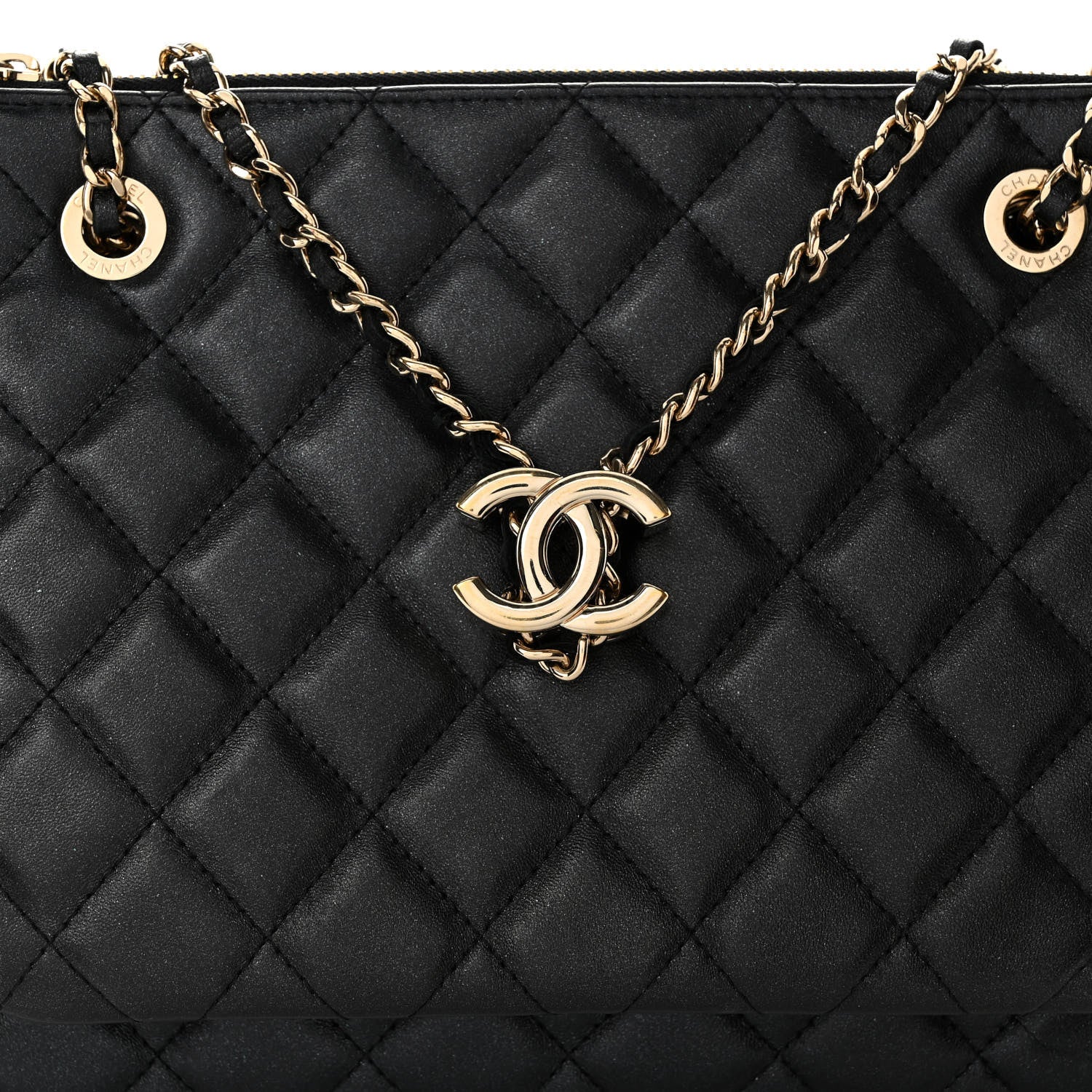 Chanel Shiny Lambskin Quilted Medium Double Case With Strap Black 8 of 11