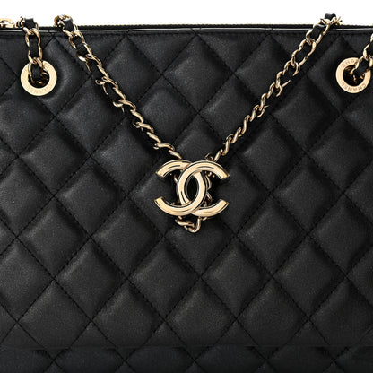Chanel Shiny Lambskin Quilted Medium Double Case With Strap Black 8 of 11