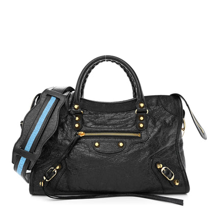 Balenciaga Agneau Classic Gold Hardware S City Graffiti Logo Strap Black 3 of 12