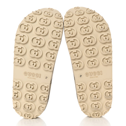 Gucci Cubic Rubber GG Monogram Womens Interlocking G Platform 42mm Slide Sandals 37 Beige Ebony 5 of 8