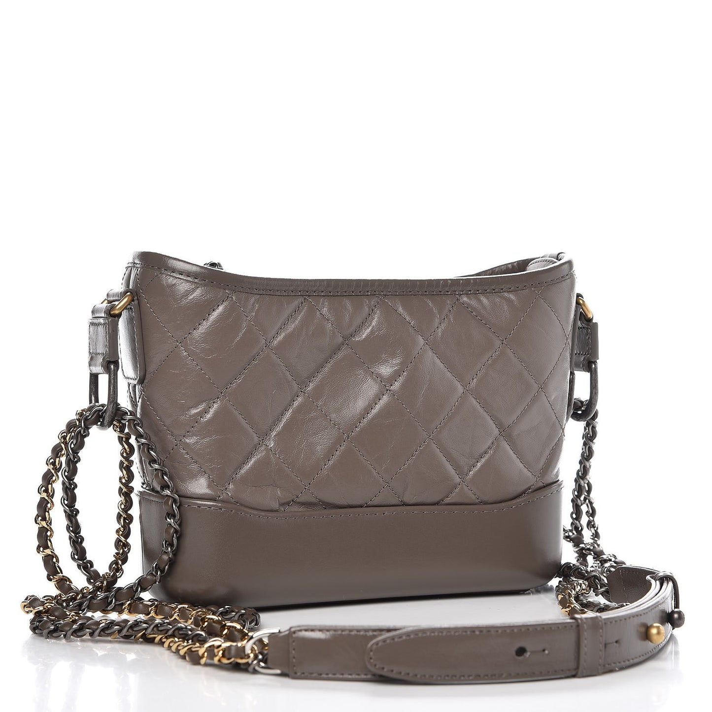 Aged Calfskin Quilted Small Gabrielle Hobo Grey