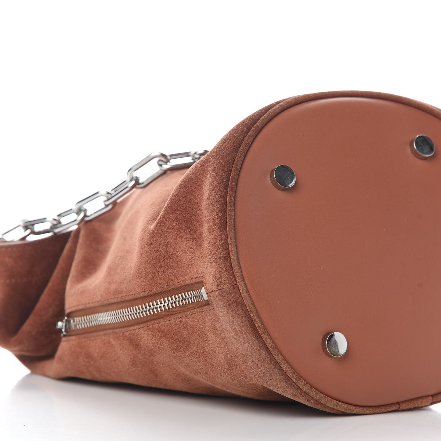 Suede Attica Chain Dry Sack Bucket Bag Terracotta