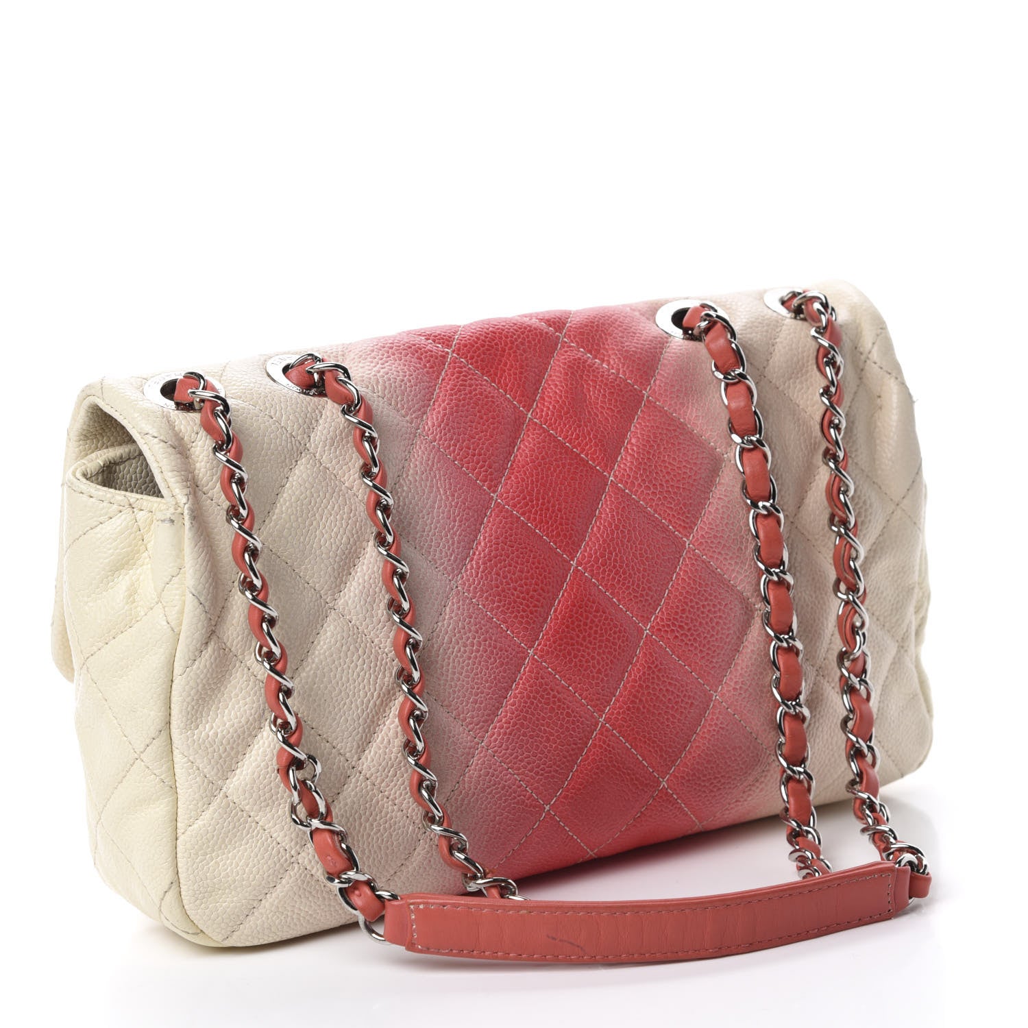 Chanel Caviar Quilted Ombre Medium Single Flap White Rose Pink 3 of 12