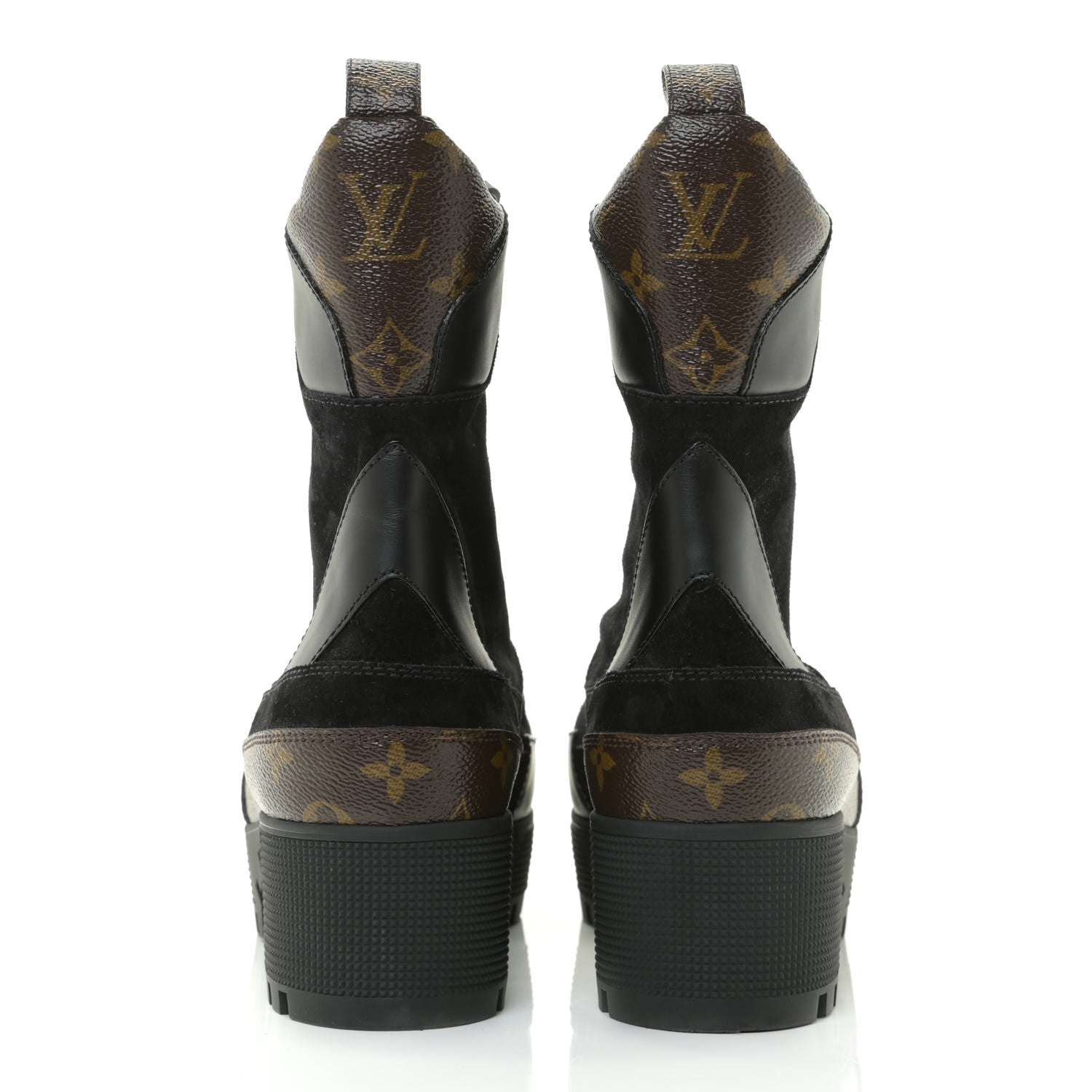 Louis Vuitton Suede Calfskin Monogram Laureate Platform Desert Boots 42 Black 5 of 11
