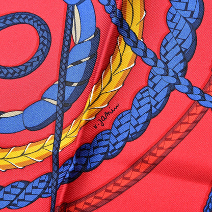 Hermes Silk Fouets et Badines Scarf 90 Rouge Bleu Jaune D'Or 4 of 5