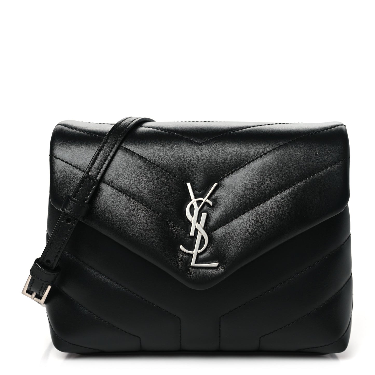Calfskin Y Quilted Monogram Toy Loulou Crossbody Bag Black