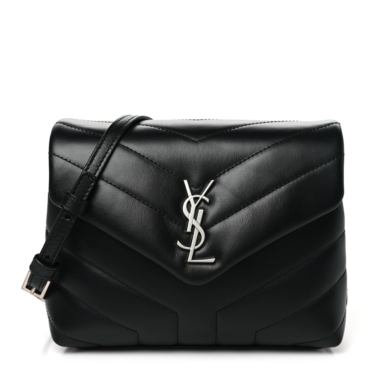 Saint Laurent Calfskin Y Quilted Monogram Toy Loulou Crossbody Bag Black 1 of 11