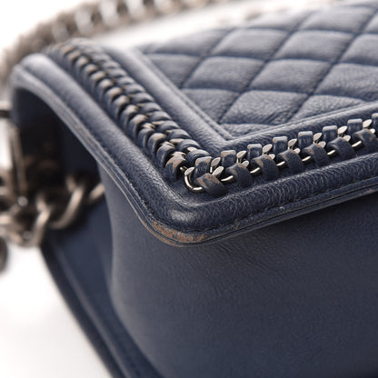 Chanel Calfskin Quilted Medium Top Handle Boy Flap Blue 10 of 12