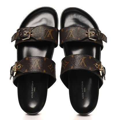 Louis Vuitton Monogram Bom Dia Mule Sandals 39 Black 2 of 10
