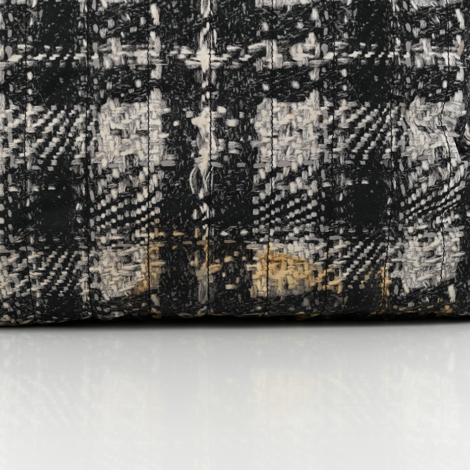 Chanel Lambskin Nylon Tweed Printed Tote Black White 14 of 21