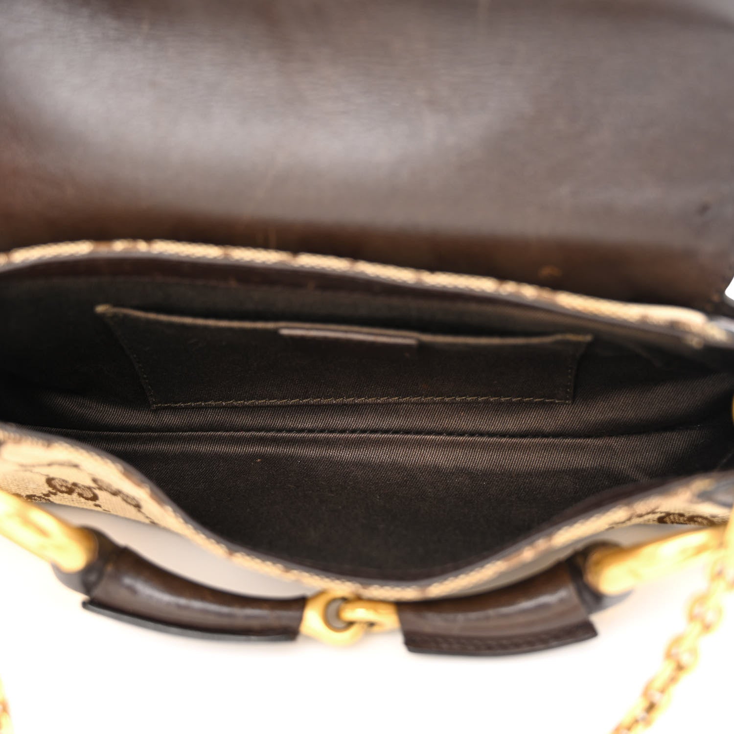 Gucci Monogram Studded Small Horsebit Clutch Dark Brown 5 of 14
