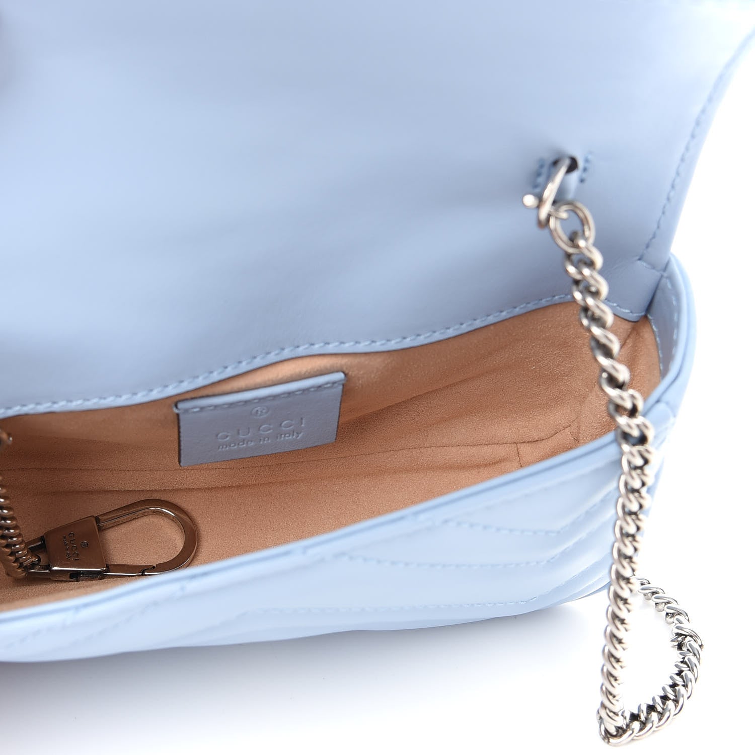Gucci Calfskin Matelasse Super Mini GG Marmont Shoulder Bag Porcelain Light Blue 5 of 9