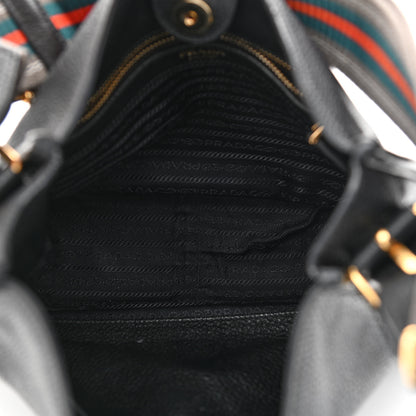 Prada Vitello Daino Zippered Messenger Hobo Black 5 of 16