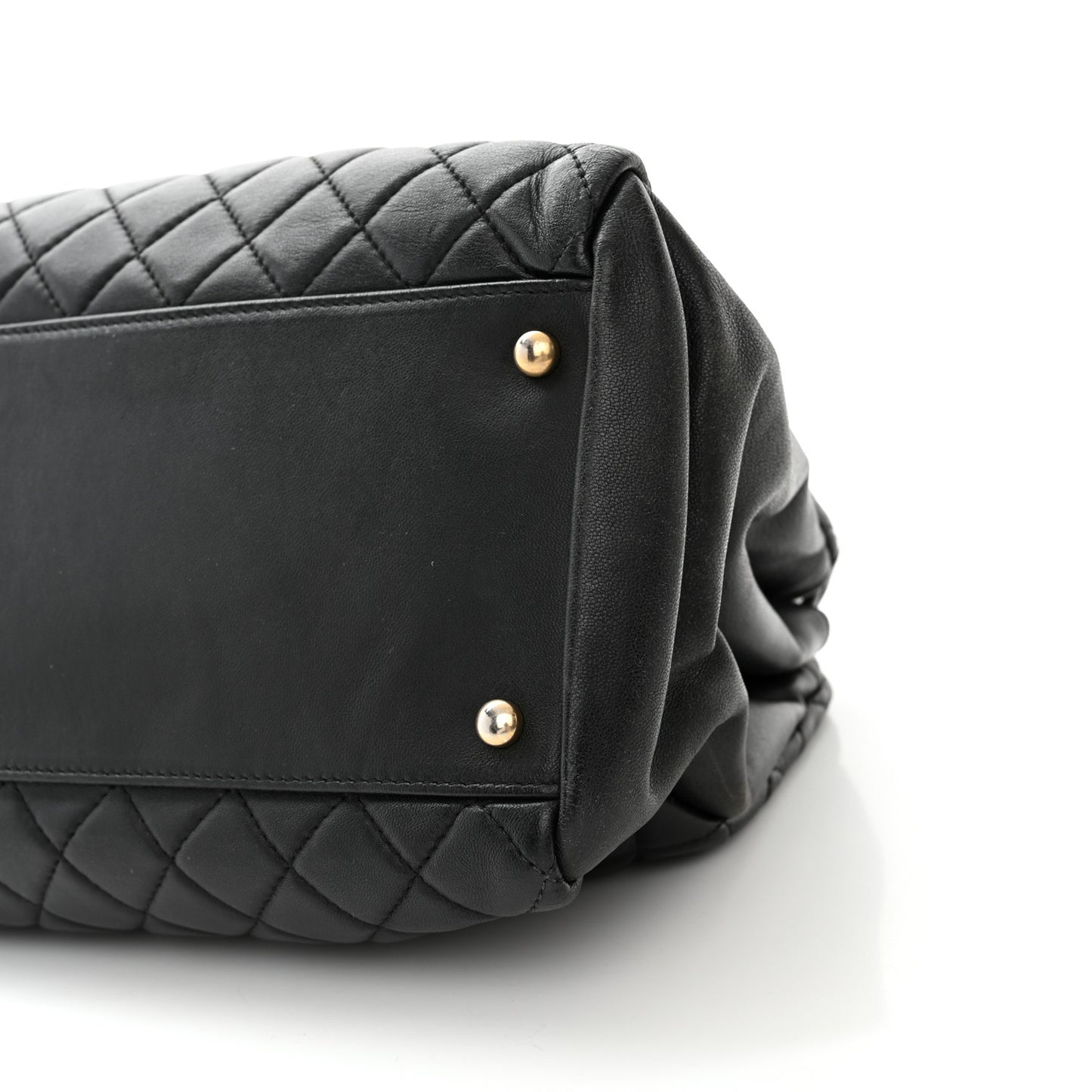 Lambskin Quilted Large Just Mademoiselle Bowling Bag Black