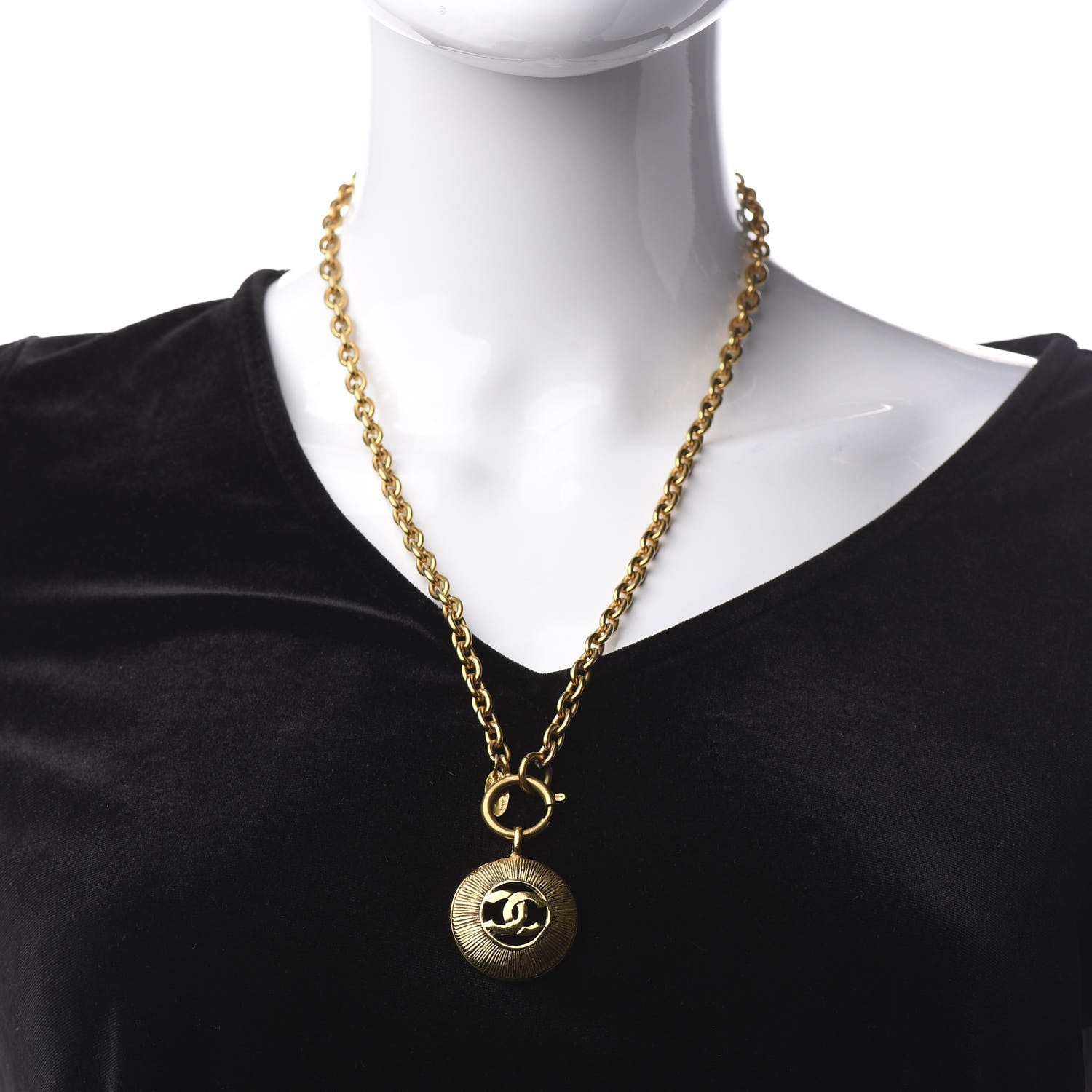 Chanel CC Medallion Chain Necklace Gold 2 of 5