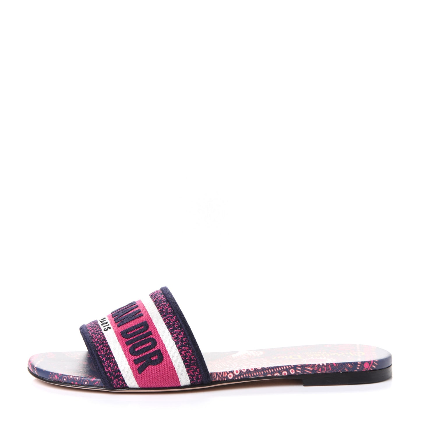 Canvas Embroidered Animals Dway Mules Slide Sandals 38.5 Deep Blue Fuchsia