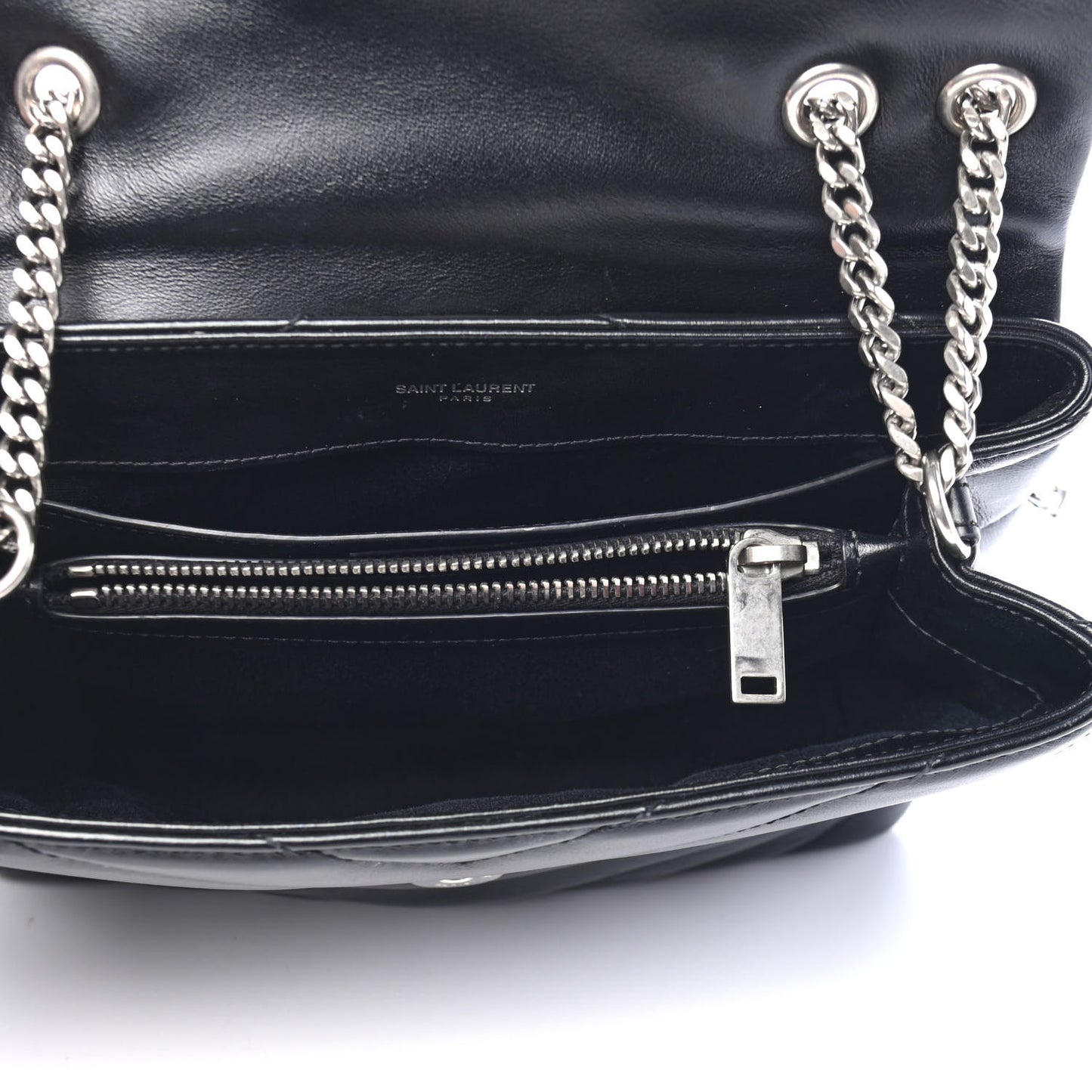 Calfskin Y Quilted Monogram Small Loulou Chain Satchel Black