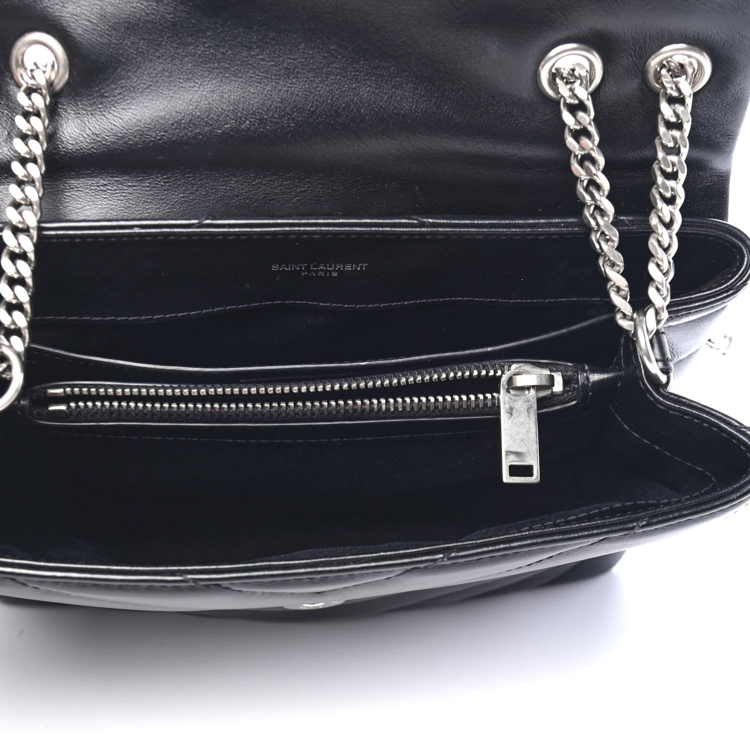 Saint Laurent Calfskin Y Quilted Monogram Small Loulou Chain Satchel Black 4 of 4