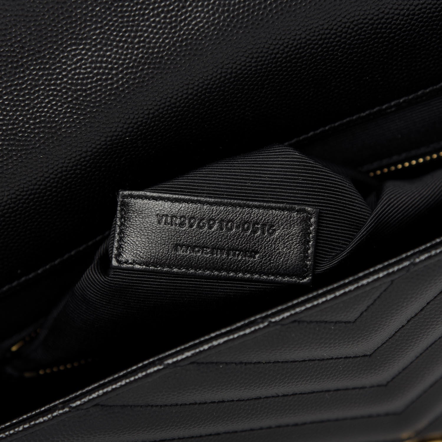 Saint Laurent Grain De Poudre Matelasse Chevron Large Monogram Satchel Black 9 of 9
