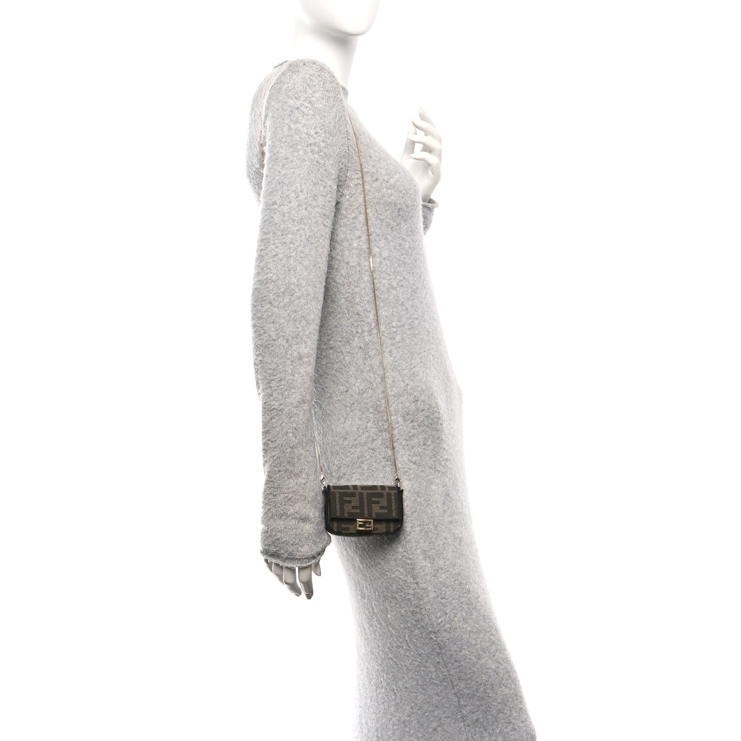 Glazed Fabric FF 1974 Nano Baguette Charm Mogano Panna