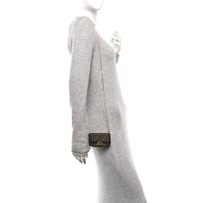 Fendi Glazed Fabric FF 1974 Nano Baguette Charm Mogano Panna 3 of 21