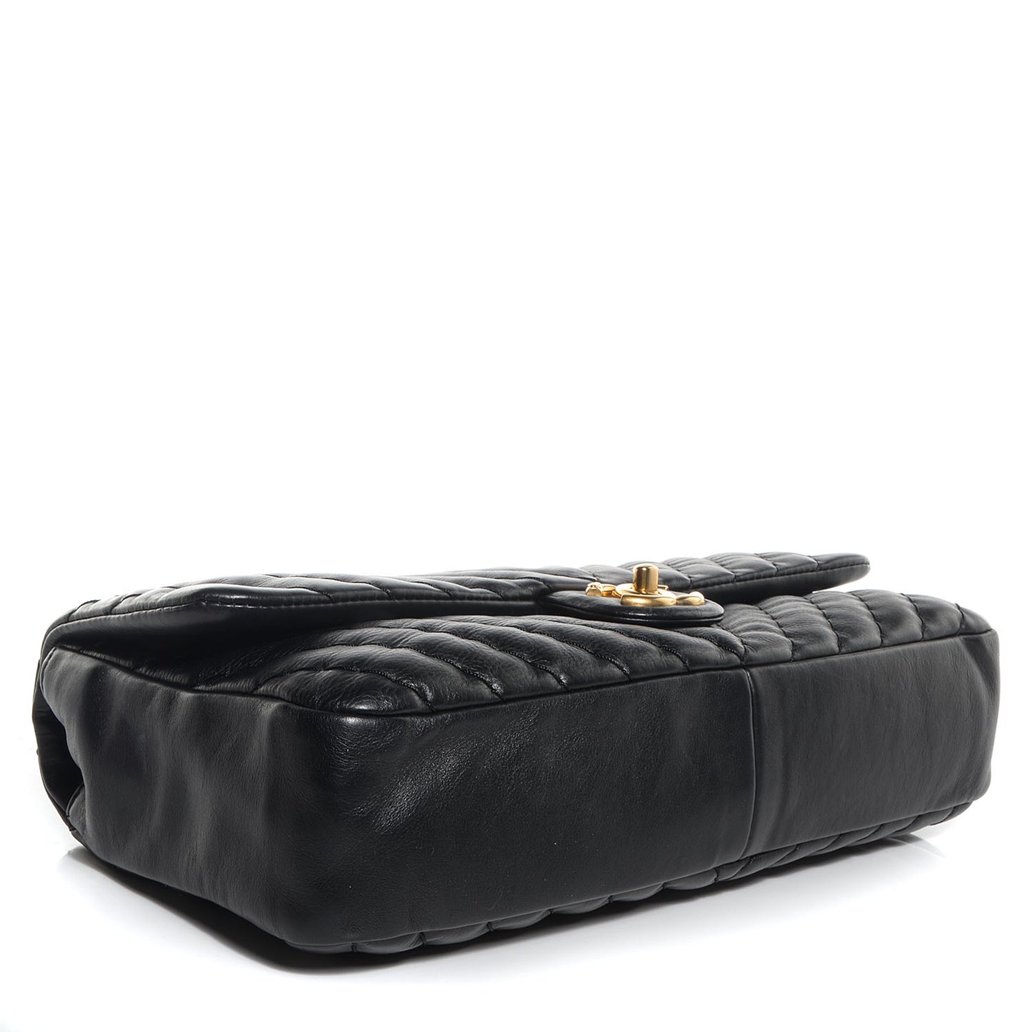 Calfskin Surpique Chevron Large Flap Black