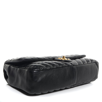 Chanel Calfskin Surpique Chevron Large Flap Black 4 of 9