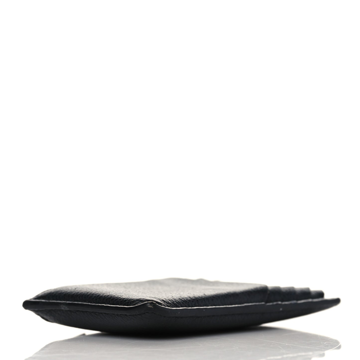 Grained Calfskin 5 Fragments Zip Pouch Card Holder Black