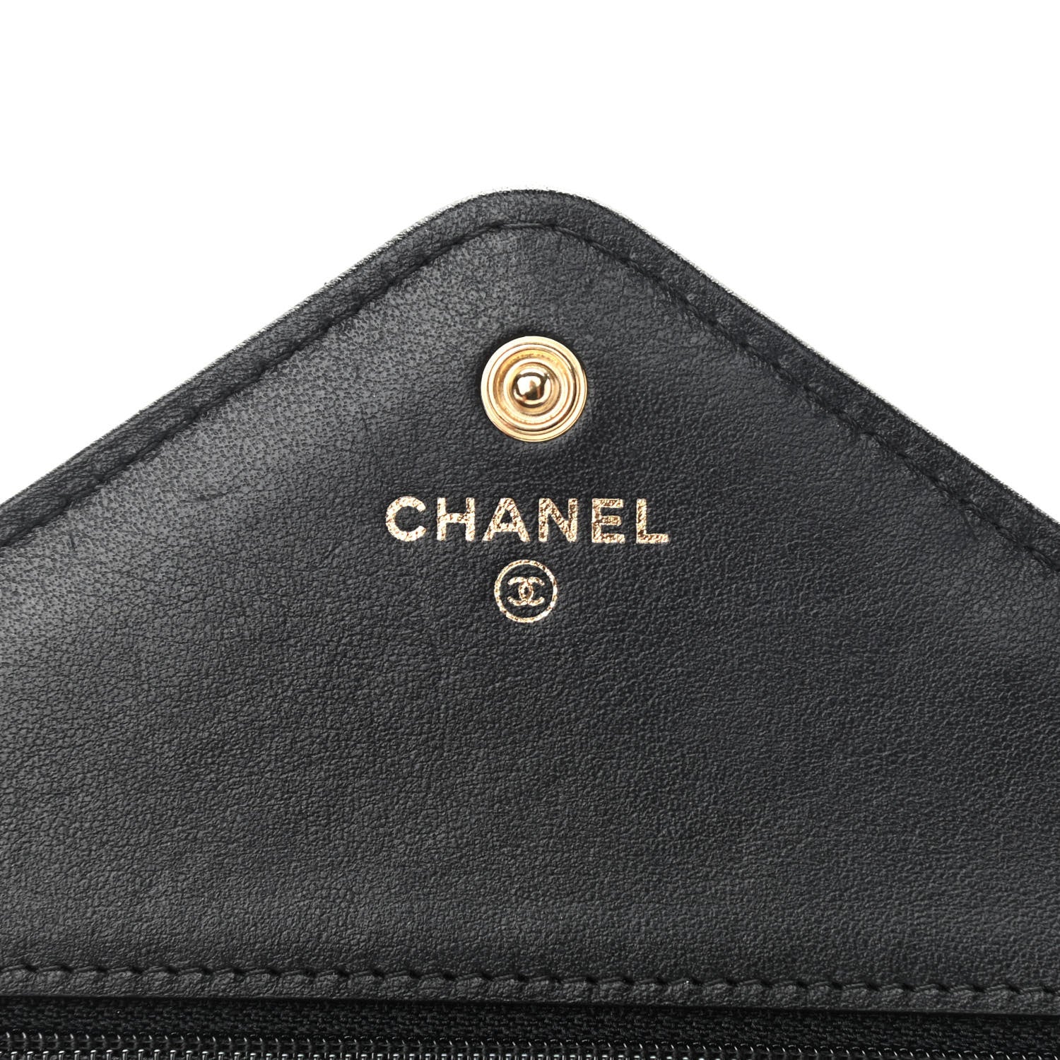 Chanel Lambskin Chevron Quilted Medallion Wallet On Chain WOC Black 6 of 14