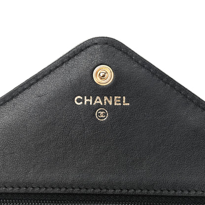 Chanel Lambskin Chevron Quilted Medallion Wallet On Chain WOC Black 6 of 14