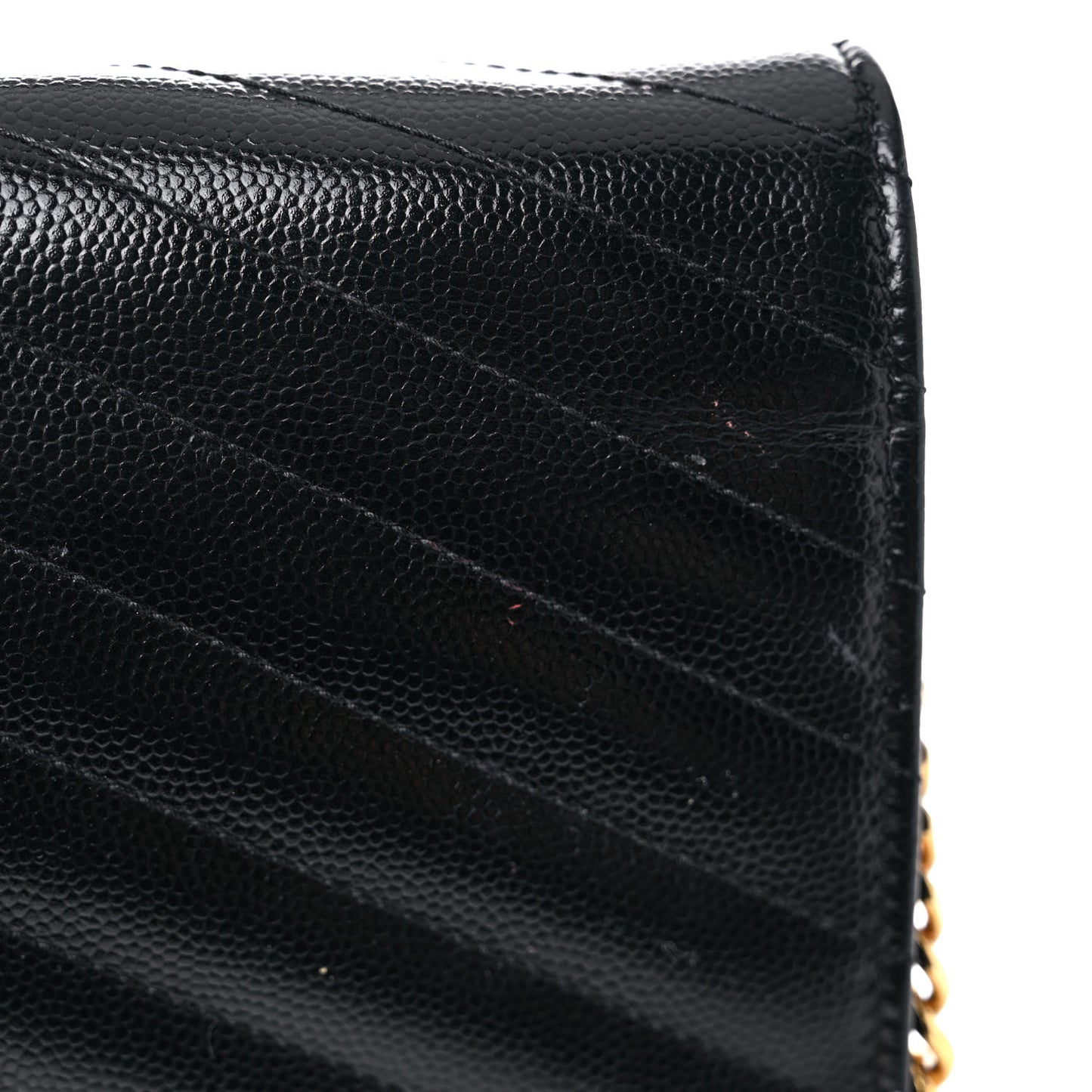 Grain De Poudre Matelasse Chevron Monogram Chain Wallet Black