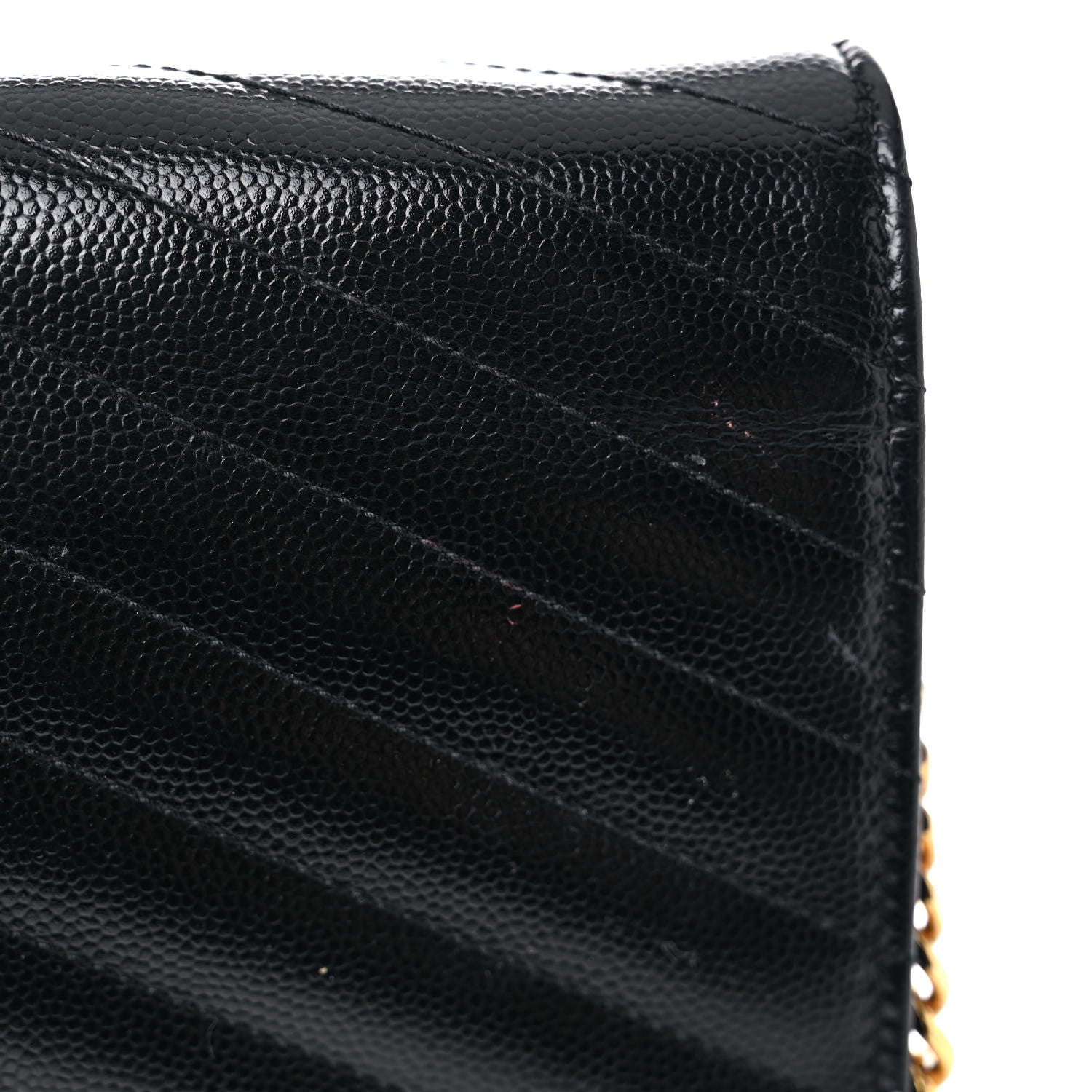 Saint Laurent Grain De Poudre Matelasse Chevron Monogram Chain Wallet Black 23 of 23