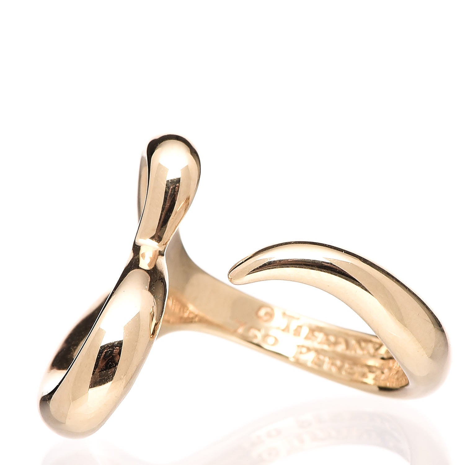 Tiffany 18K Yellow Gold Medium Elsa Peretti Open Heart Ring 49 5 3 of 6