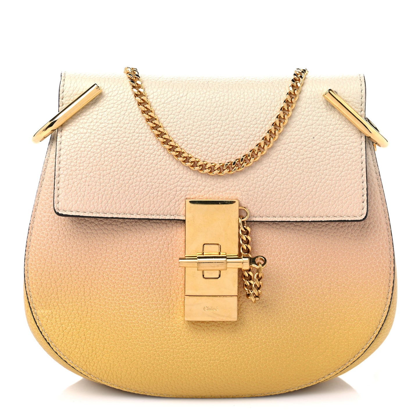 Grained Calfskin Lambskin Ombre Mini Drew Shoulder Bag Orange Mimosa