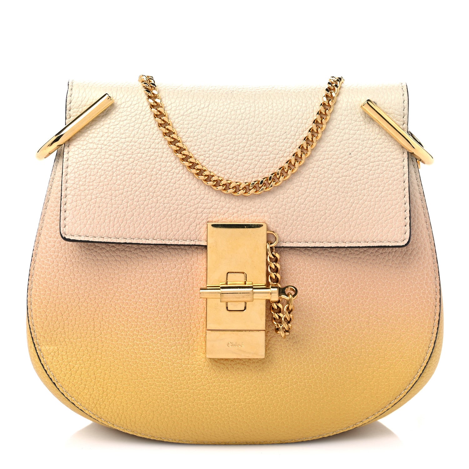 Chloe Grained Calfskin Lambskin Ombre Mini Drew Shoulder Bag Orange Mimosa 1 of 8