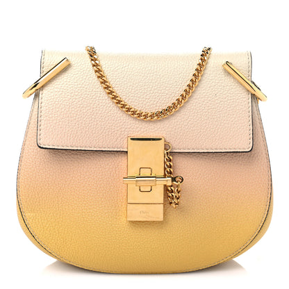 Chloe Grained Calfskin Lambskin Ombre Mini Drew Shoulder Bag Orange Mimosa 1 of 8