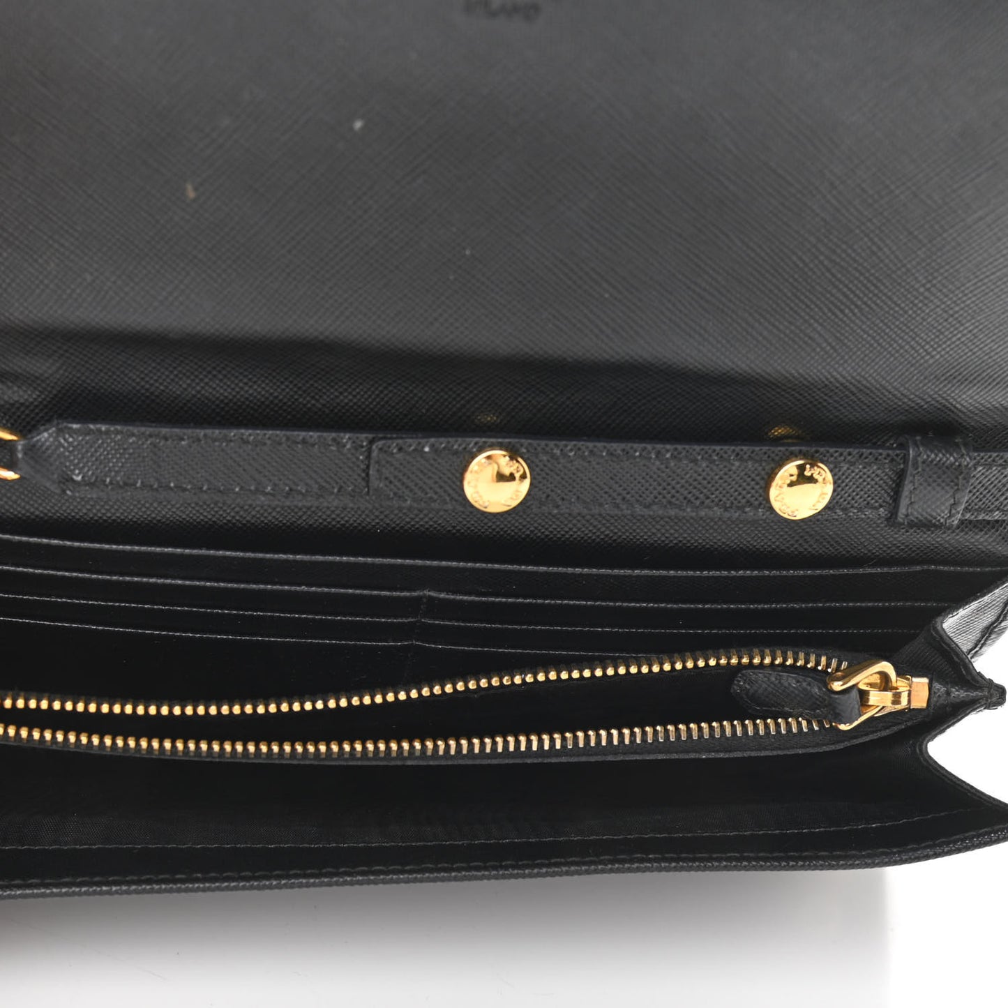 Saffiano Metal Oro Chain Wallet Black