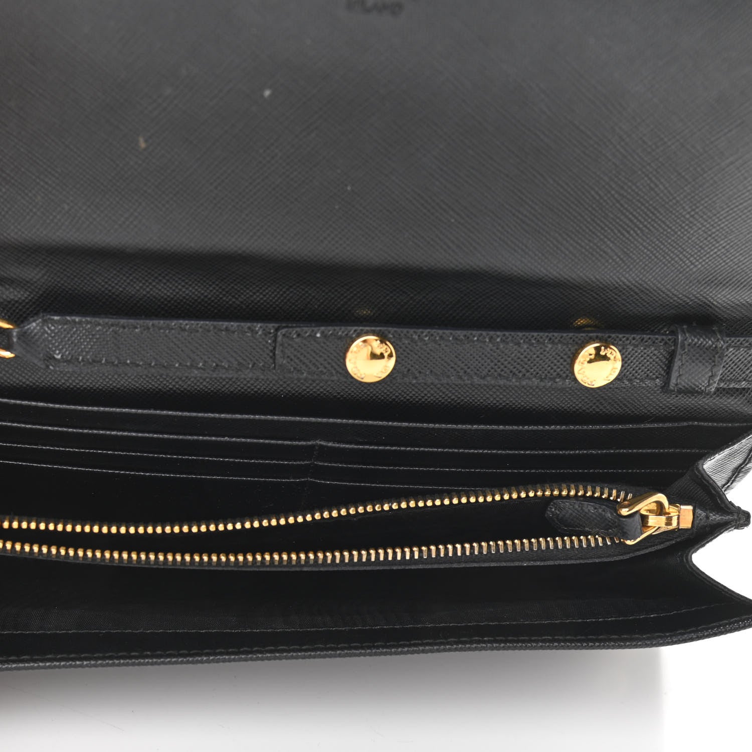 Prada Saffiano Metal Oro Chain Wallet Black 5 of 10