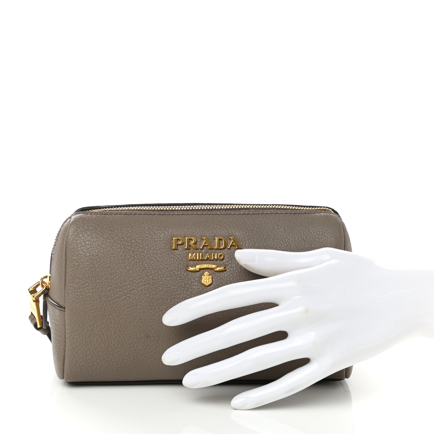 Prada Vitello Daino Cosmetic Pouch Argilla 2 of 9
