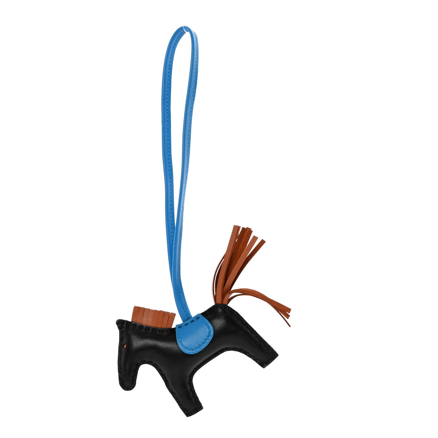 Hermes Milo Lambskin Grigri Rodeo Horse Bag Charm PM Black Bleu Saphir Gold 1 of 5