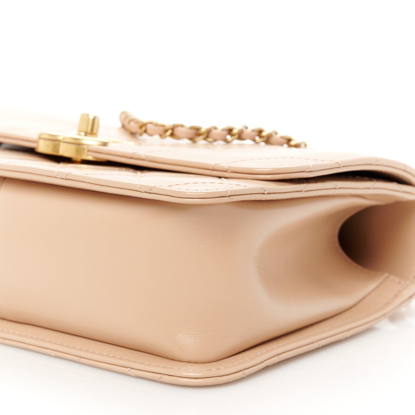 Calfskin Quilted Perfect Fit Flap Beige