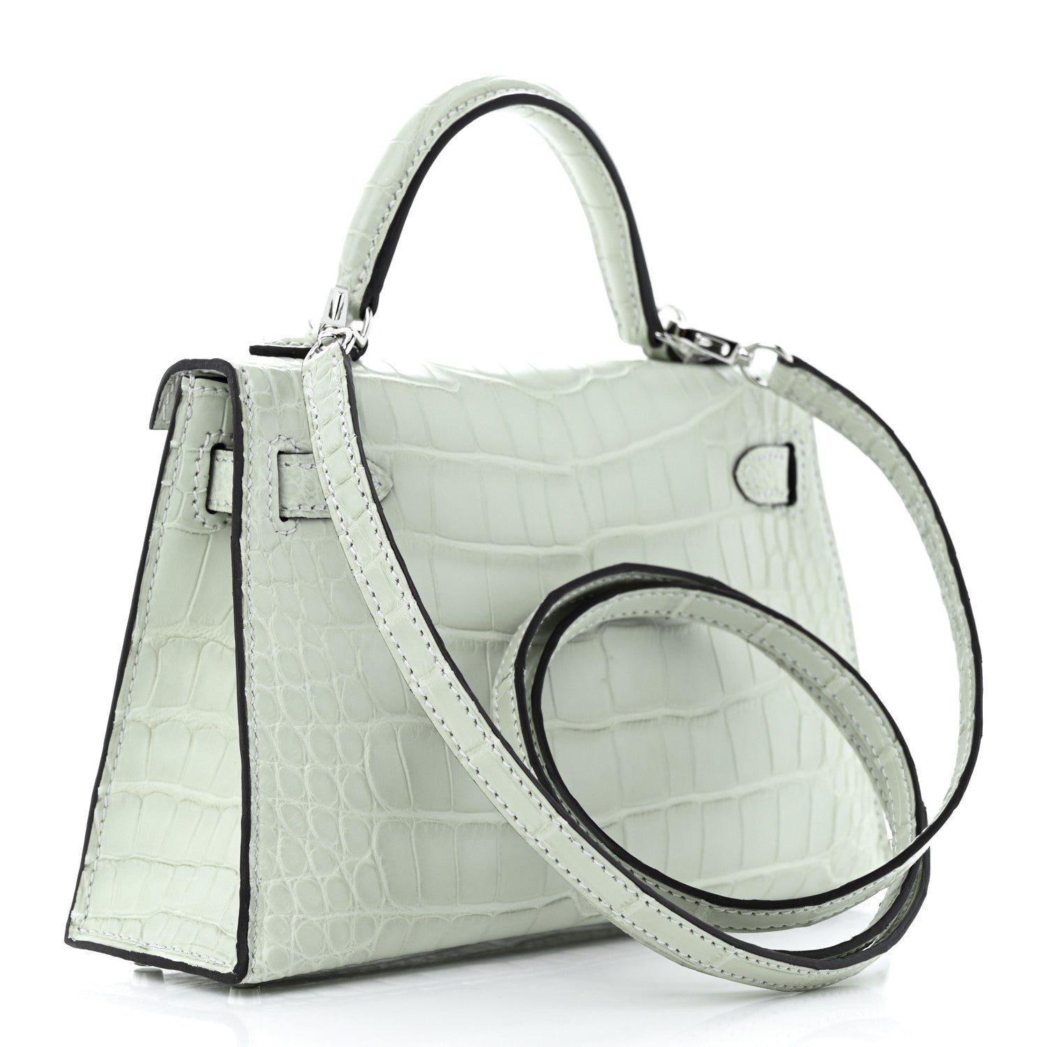 Hermes Matte Alligator Mini Kelly Sellier 20 Gris Neve 3 of 11