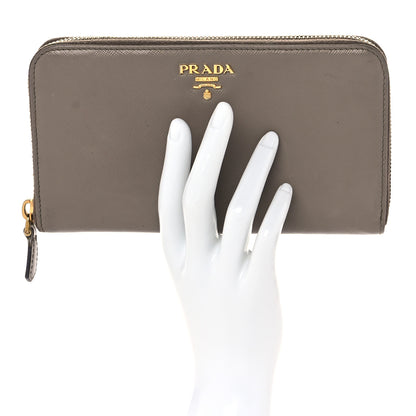 Prada Saffiano Metal Zip Around Wallet Argilla 2 of 10