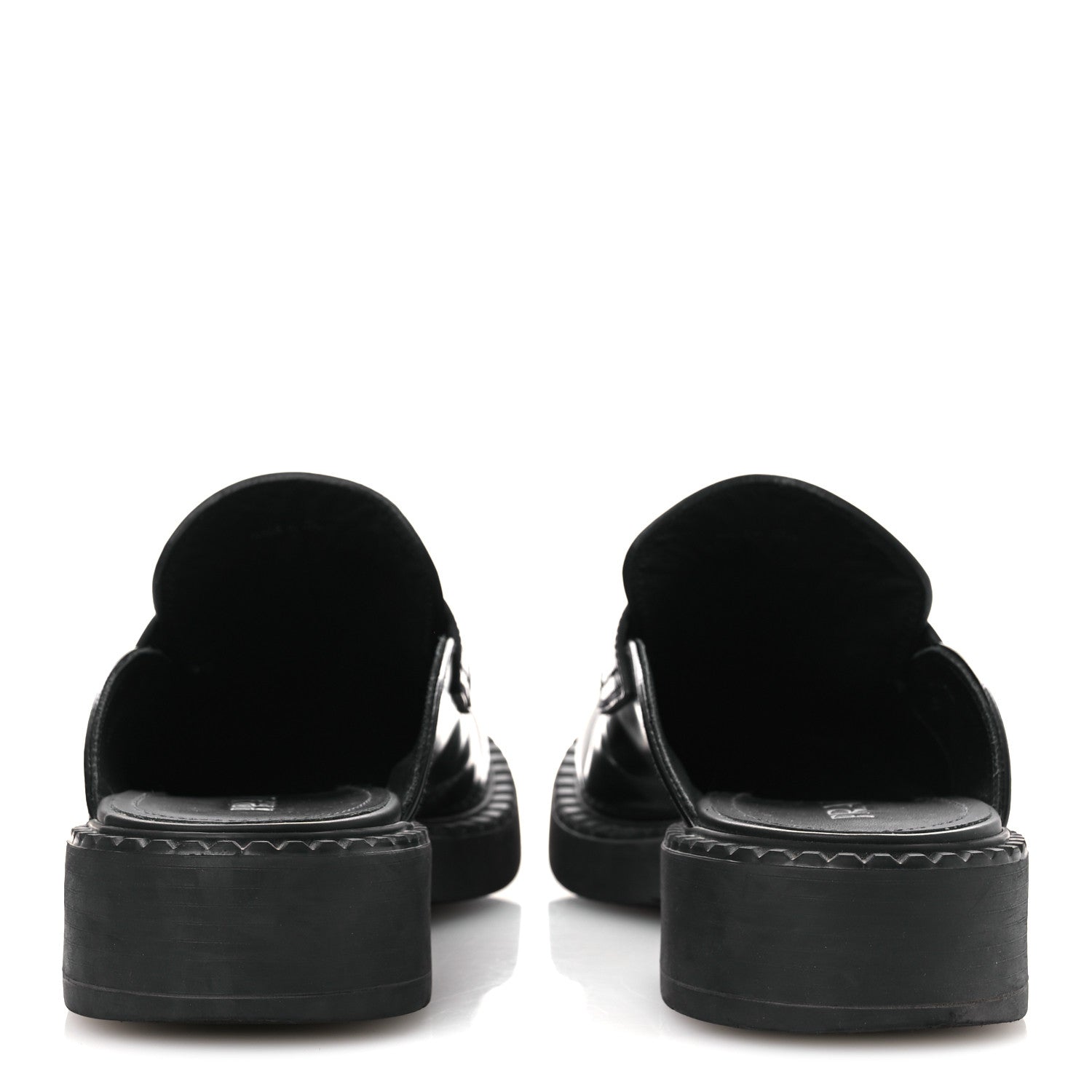 Prada Spazzolato Triangle 40mm Loafer Mules 37 Black 1830744