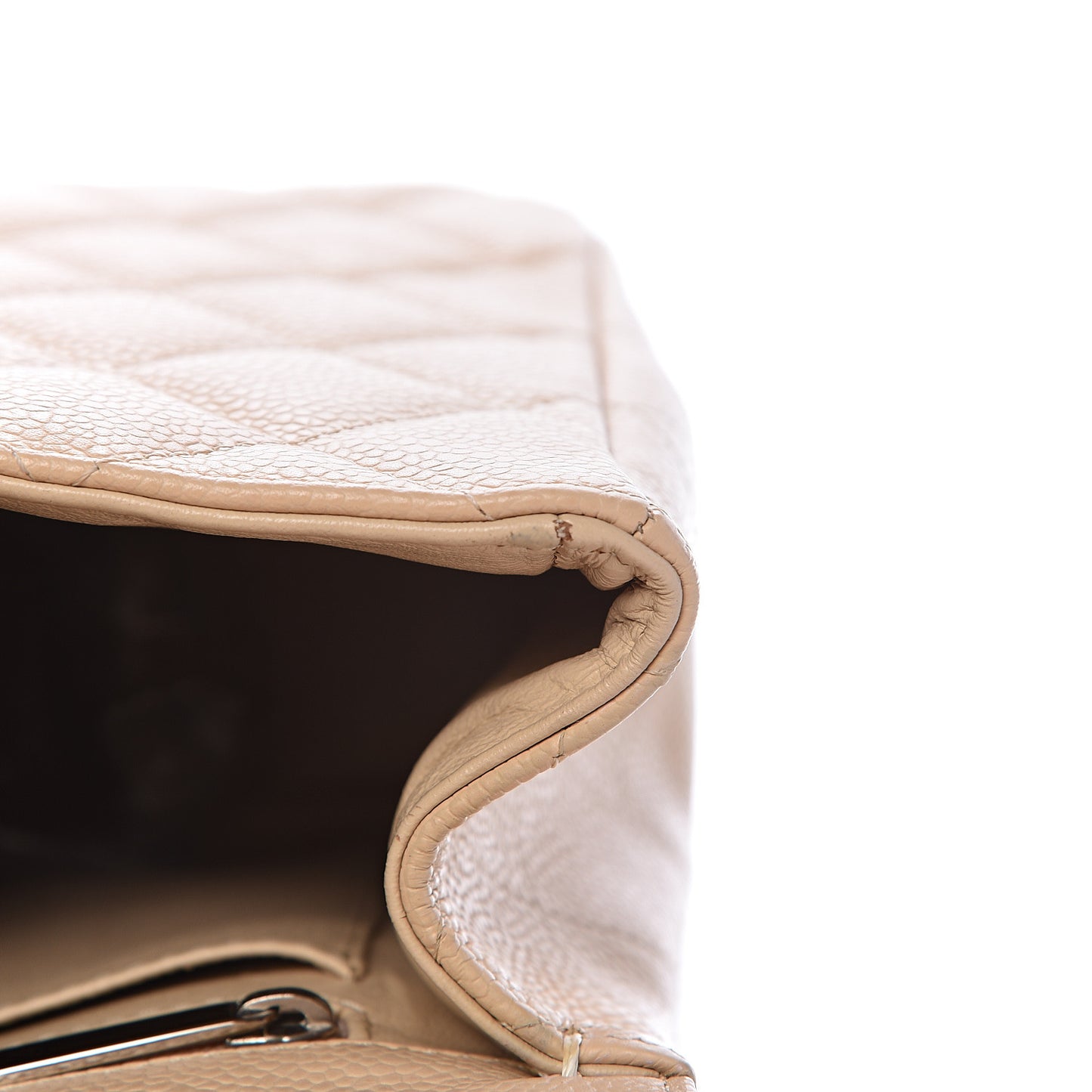 Caviar Quilted Jumbo Single Flap Beige Clair